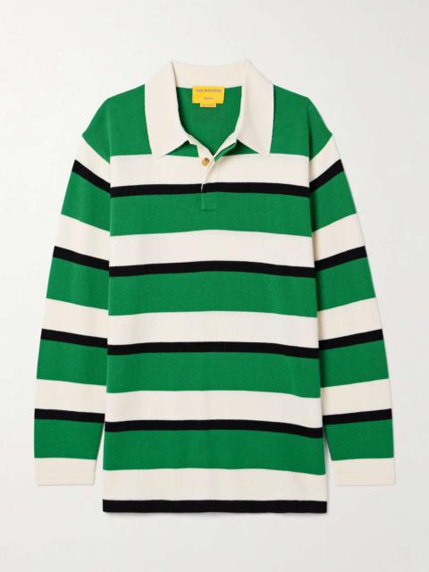 Oversized striped cashmere sweater Forest green
