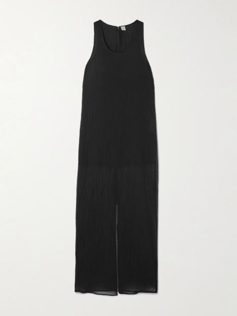 TOTEME Cotton and silk-blend crepon midi dress Black