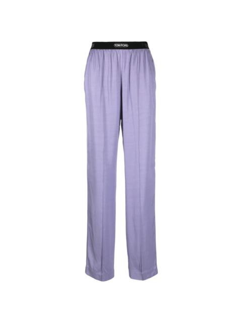 straight-leg silk trousers