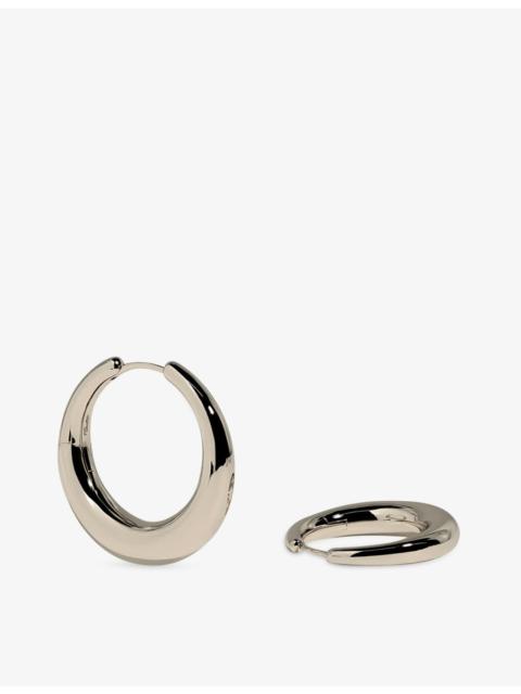 ASTRID & MIYU Dome XL Rhodium Plated Sterling-Silver Hoop Earrings