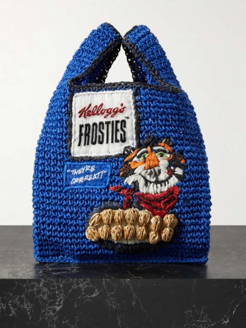 Anya Hindmarch Frosties mini embroidered raffia tote