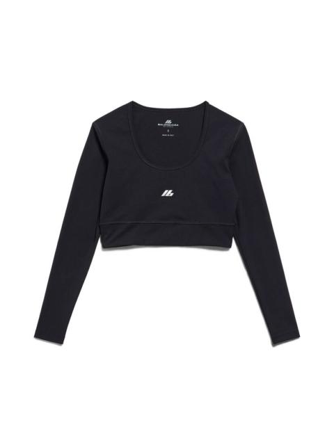 BALENCIAGA Women's Activewear Long Sleeve Sports Bra in Black