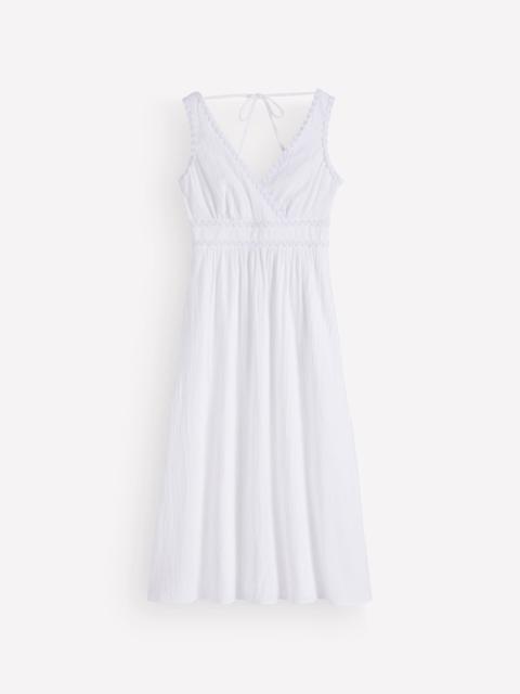 BODEN Lorna Trim Double Cloth Dress-White