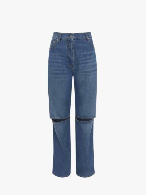 CUT-OUT KNEE BOOTCUT JEANS