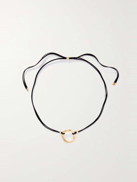Orion leather and gold-tone choker