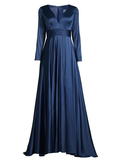 MAC DUGGAL Women's Satin Empire Waist Ballgown - Midnight