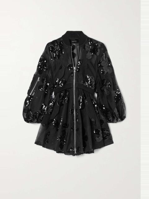 Simone Rocha Sequin-embellished tiered tulle bomber jacket