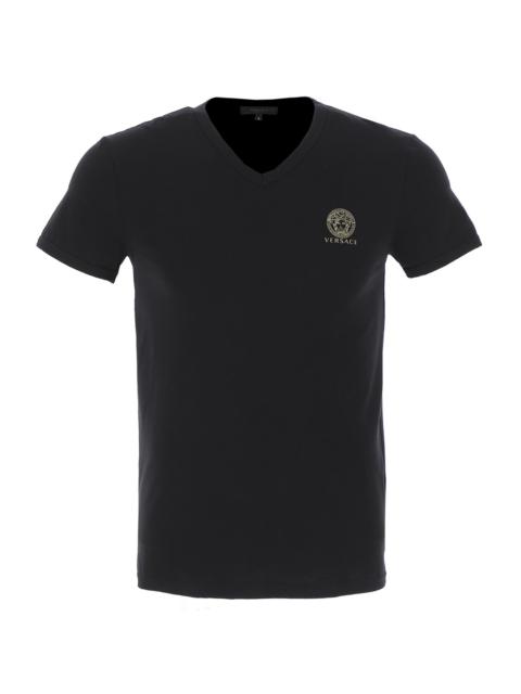 VERSACE Men's V-Neck Logo T-Shirt - Nero