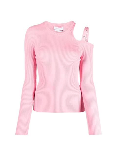 cut-out ribbed jumper