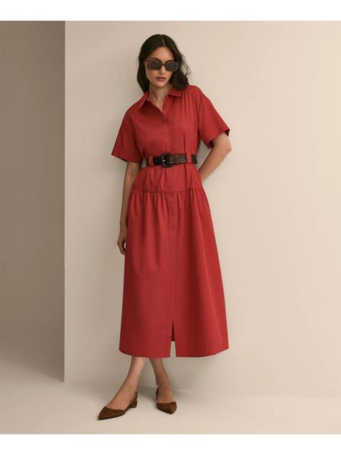 Brooks Brothers Cotton Sateen Belted Shirtdress
