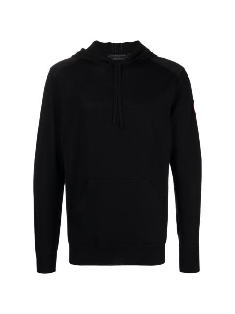 logo-patch wool hoodie