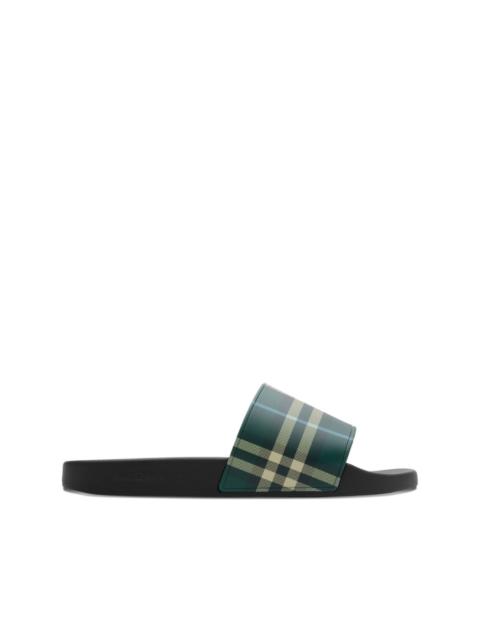 Burberry checked slides