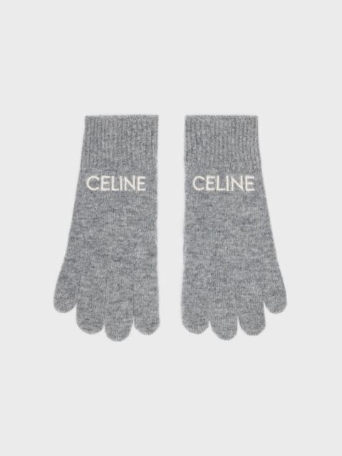 CELINE CELINE EMBROIDERED GLOVES IN RIBBED WOOL