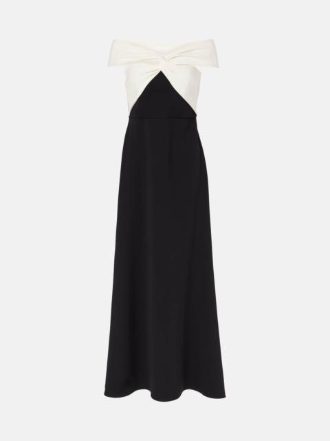 ROLAND MOURET Off-shoulder cady maxi dress