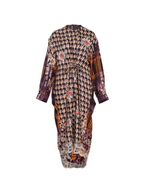 BIYAN mix-print midi dress