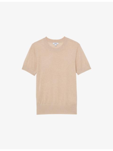 REISS Livy Short-Sleeve Silk and Linen-Blend Top
