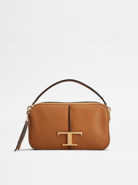 Tod's T TIMELESS CAMERA BAG IN LEATHER MINI - BROWN