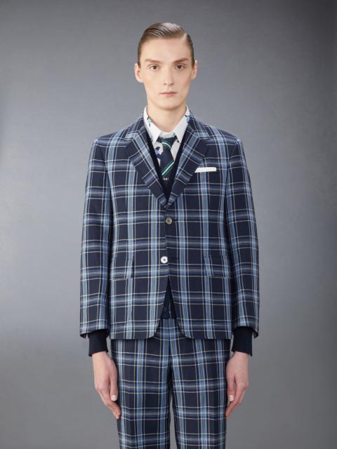 checked virgin wool blend blazer