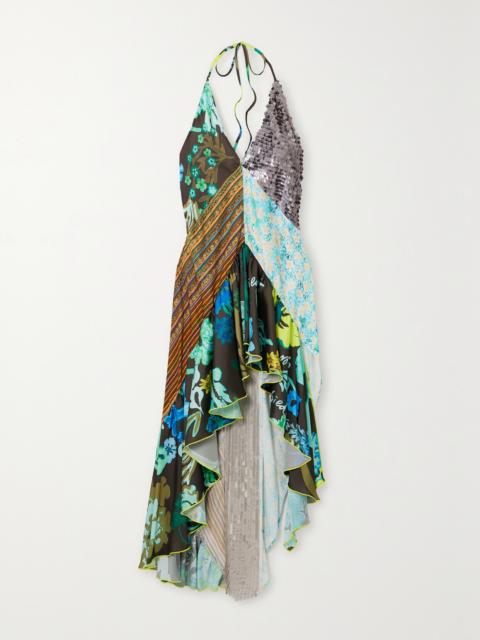 SIEDRÉS Izen Printed Twill, Satin And Sequined Ecovero-blend Tulle Mini Dress