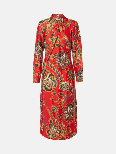 FARM RIO Draped floral midi dress