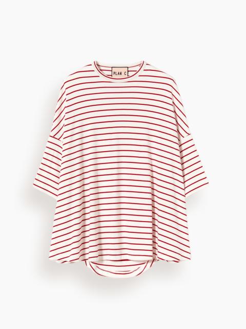 Plan C Short Sleeve T-Shirt in White/Red Stripe