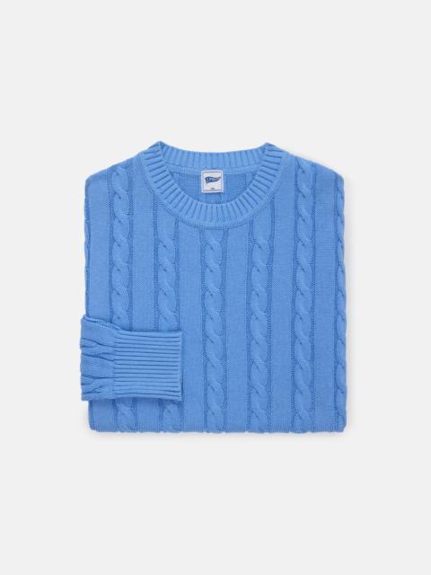 J. PRESS BLUE LINEN/COTTON CABLE KNIT SWEATER