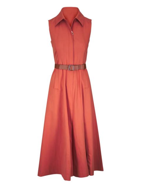 AKRIS collared belted midi dress