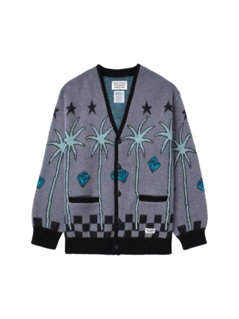 patterned-jacquard cardigan