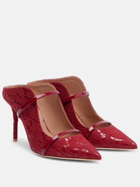 MALONE SOULIERS Maureen 85 leather-trimmed lace mules