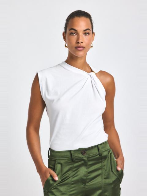 DEREK LAM 10 CROSBY NIA ASSYMMETRIC EMBELLISHED TWIST TEE