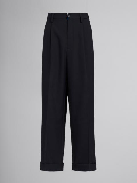 Marni BLACK TUXEDO-STYLE PANTS WITH EMBROIDERY