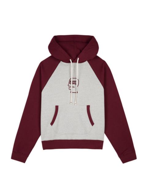 BRAIN DEAD Fleece Logo Head Raglan Hoodie - Oatmeal Maroon