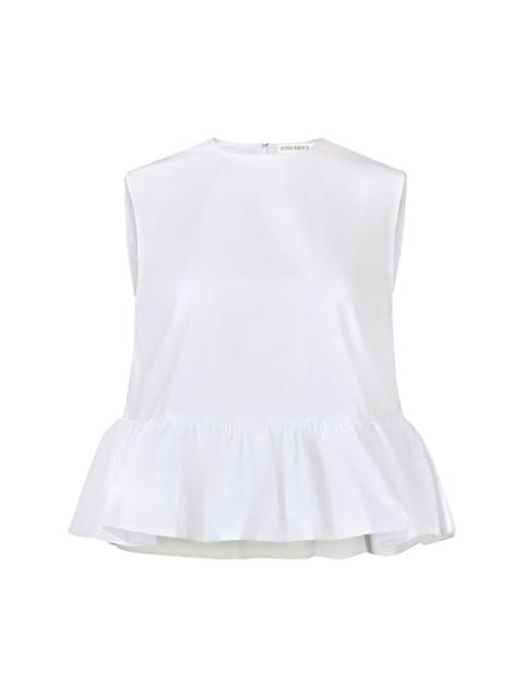 bow-detail peplum sleeveless cotton top