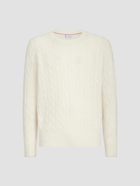 Brunello Cucinelli Men's Cashmere Cable Knit Sweater - Panama