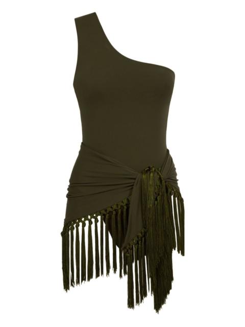 Taller Marmo Yacare one-shoulder fringed swimsuit
