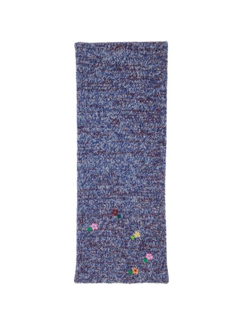 Dries Van Noten Blue Wool & Cashmere Scarf
