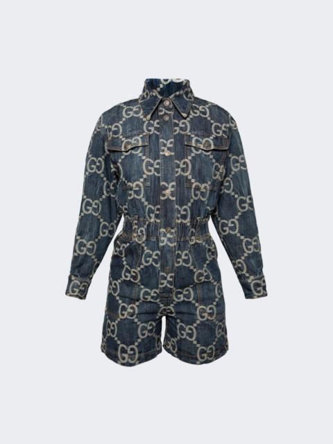 GUCCI GG Denim Jumpsuit Blue and Ivory