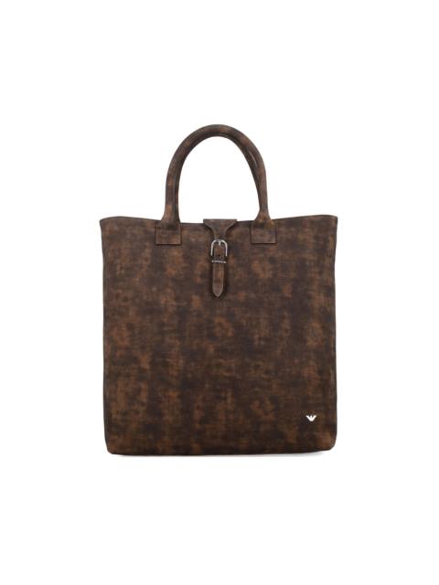 EMPORIO ARMANI New York dappled leather tote bag