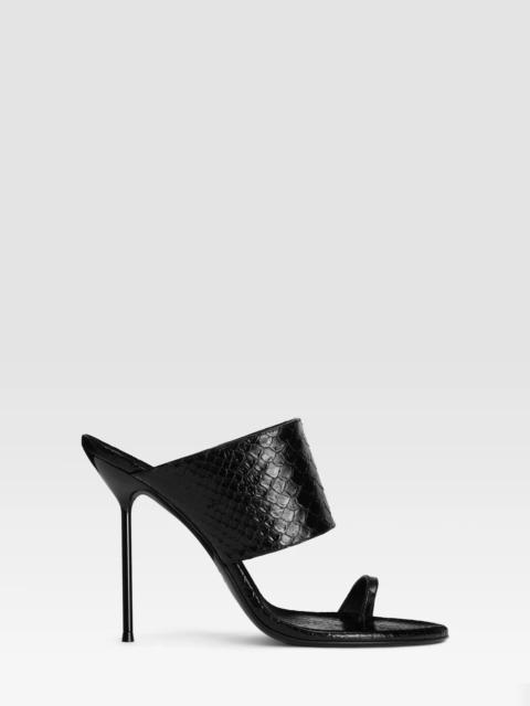 PARIS TEXAS Python-print leather thong mule