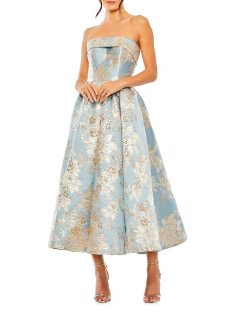 MAC DUGGAL Women's Floral Brocade Midi-Dress - Blue Multi
