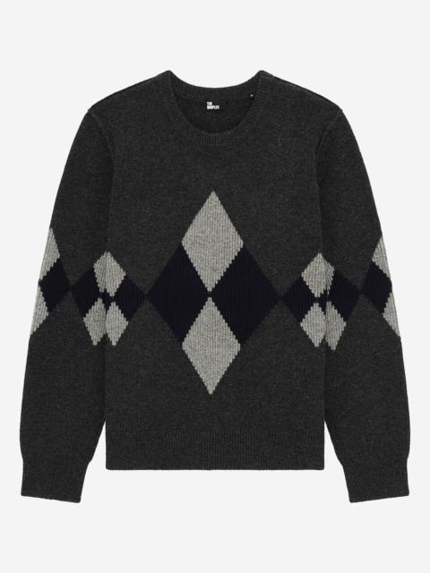 The Kooples WOOL SWEATER WITH GREY DIAMOND PATTERN
