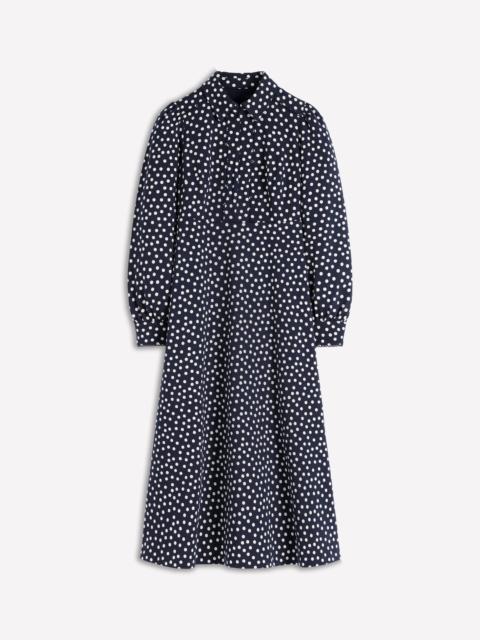 BODEN Pip Zip-Up Ponte Midi Dress-French Navy, Painted Dot