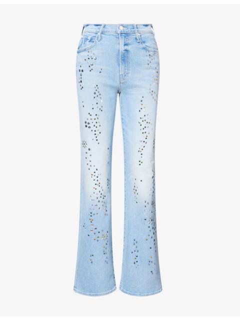 MOTHER The Kick It Embellished Denim Jeans