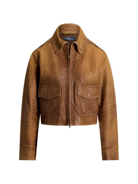 Polo Ralph Lauren distressed cropped leather jacket