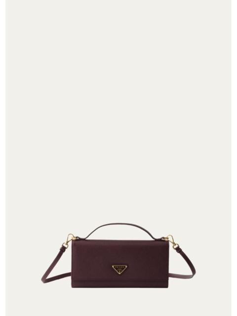 Prada Saffiano Leather Top-Handle Wallet on Strap