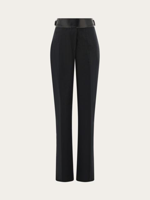 FERRAGAMO Linen trouser with eco-leather belt