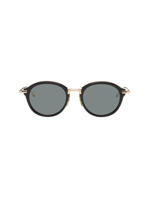 Thom Browne Black & Gold Acetate & Titanium Round Sunglasses