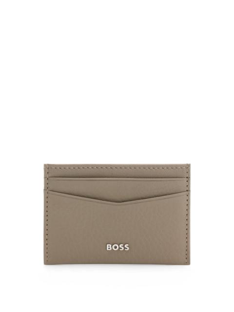 BOSS GRAINED-LEATHER CARD HOLDER WITH LOGO LETTERING