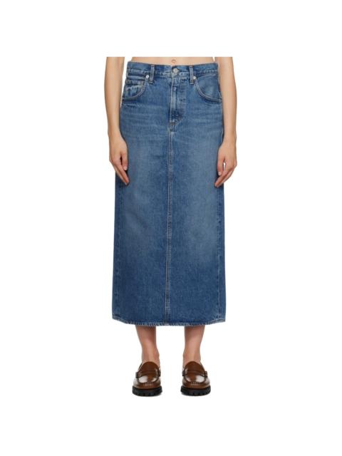 Citizens of Humanity Blue Peri Denim Midi Skirt
