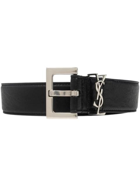 SAINT LAURENT Saint Laurent Cassandre Lamb Belt Black